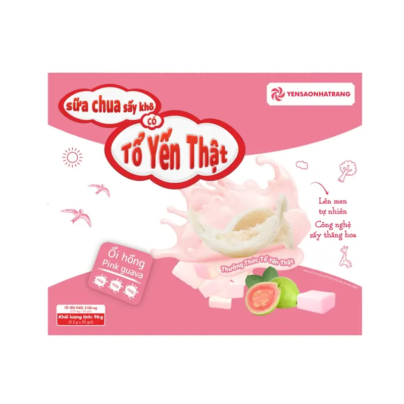 Sữa Chua Sấy Khô Có Tổ Yến Thật - Vị Ổi Hồng (Hộp 30 Gói)