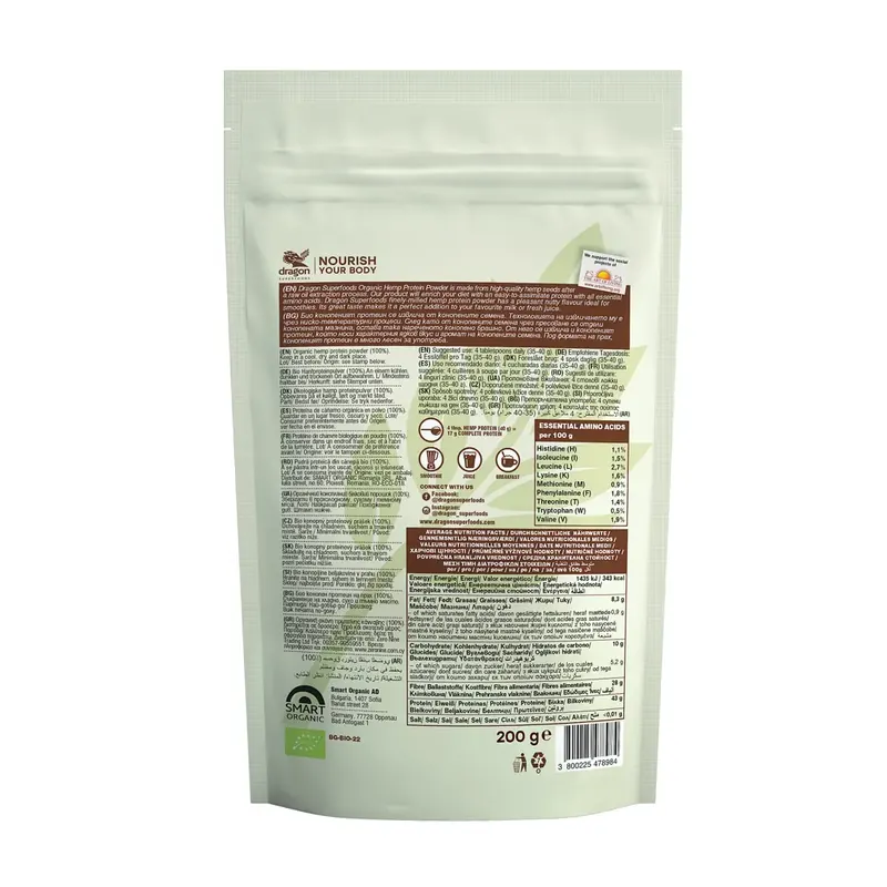 Bột Protein Hạt Gai Dầu Hữu Cơ Dragon Superfoods 200g - ảnh 2