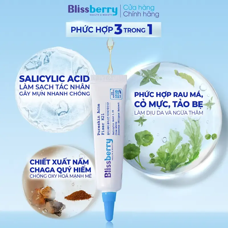 Gel Bôi Mụn Giảm Sưng & Mờ Thâm Blissberry 15ml - ảnh 4