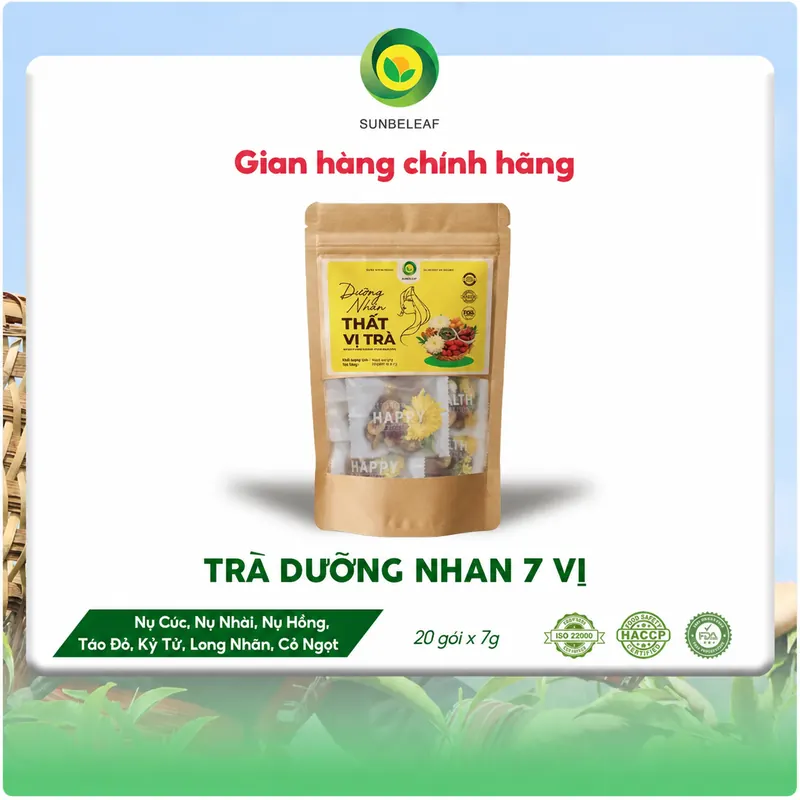 Trà Dưỡng Nhãn 7 Vị Long Nhãn Sunbeleaf - Thư Thái Tươi Mới (Túi Zip 20 Gói)