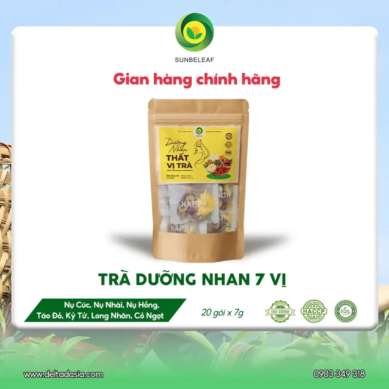 Trà Dưỡng Nhãn 7 Vị Long Nhãn Sunbeleaf - Thư Thái Tươi Mới (Túi Zip 20 Gói) - ảnh 2