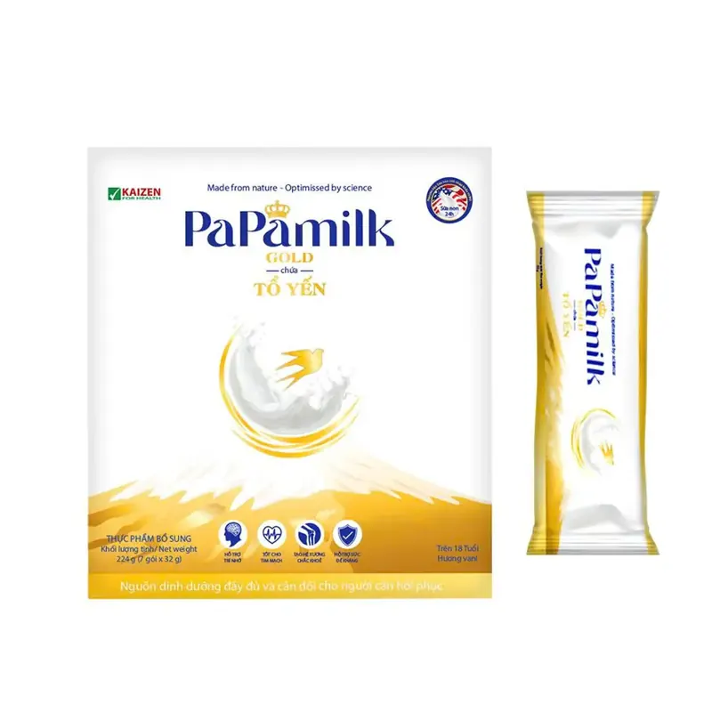 Sữa Non Tổ Yến Papamilk Gold - Hỗ Trợ Xương Khớp (7 Gói x 32g)
