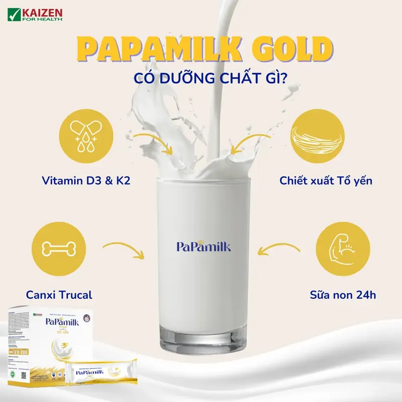 Sữa Non Tổ Yến Papamilk Gold - Hỗ Trợ Xương Khớp (7 Gói x 32g) - ảnh 6