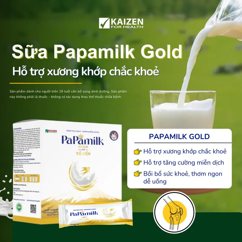 Sữa Non Tổ Yến Papamilk Gold - Hỗ Trợ Xương Khớp (24 Gói x 32g) - ảnh 6