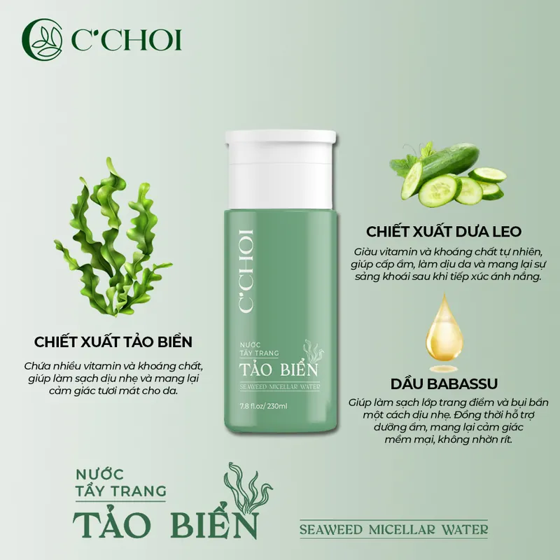 Nước Tẩy Trang Tảo Biển C'Choi Seaweed Micellar Water
