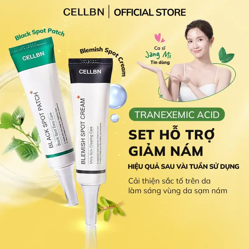 Set Hỗ Trợ Giảm Sắc Tố - Giảm Sạm Nám An Toàn CELLBN (Blemish Spot Cream & Black Spot Patch)