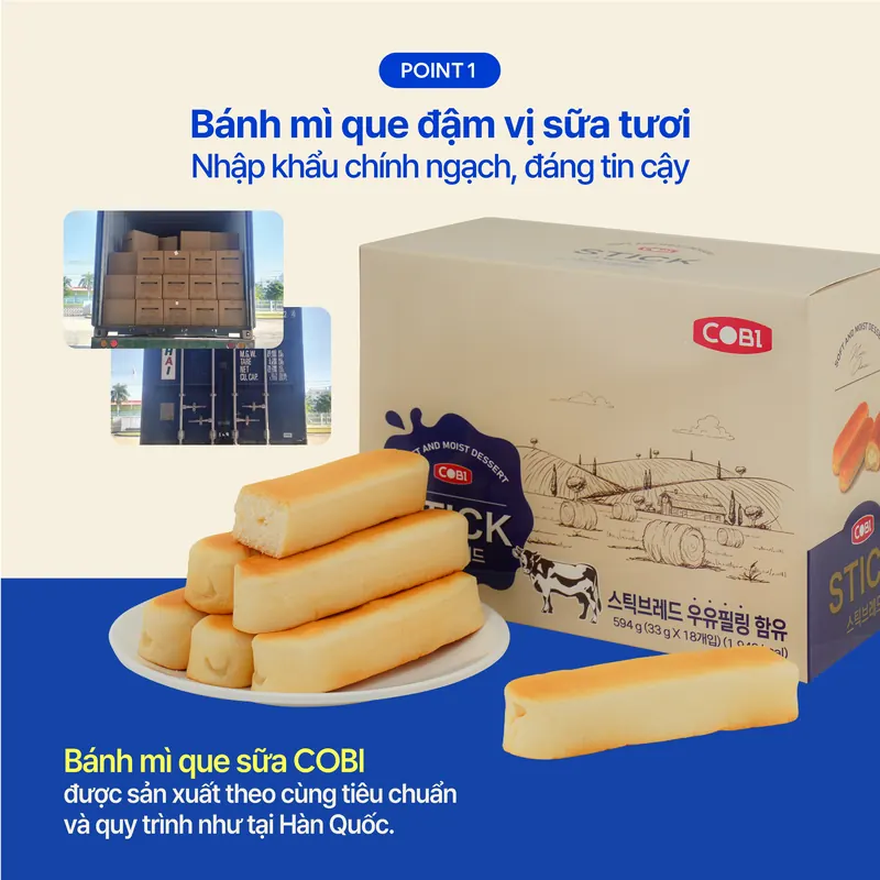 Bánh Que Sữa Mềm COBI Stick Bread (Hộp 18 Cái) - ảnh 2