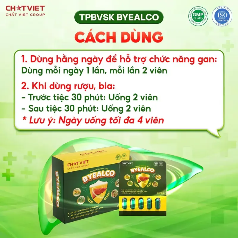 TPBVSK BYEALCO - Viên Uống Giải Rượu, Hỗ Trợ Cải Thiện Chức Năng Gan (Hộp 25 Viên) - ảnh 4