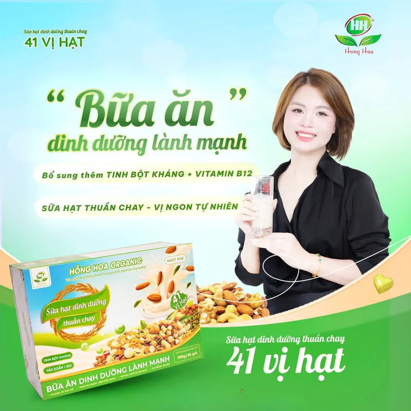 Sữa Hạt Dinh Dưỡng Thuần Chay Hồng Hoa - Hộp 36 Gói 900g