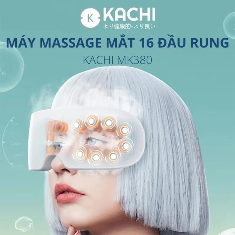 Máy Massage Mắt 16 Đầu Rung Kachi MK380 Phun Sương Thư Giãn