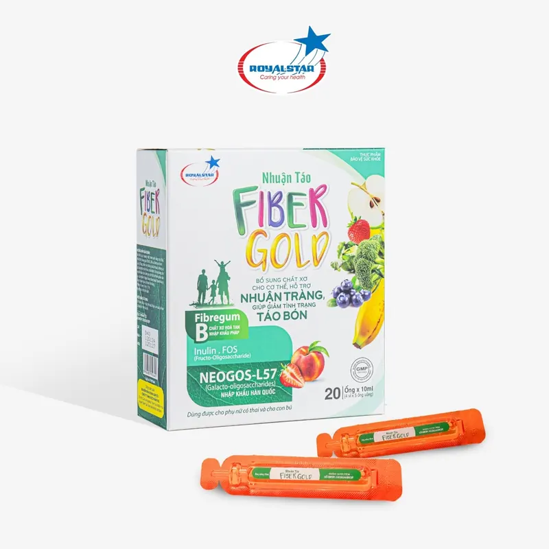Siro Chất Xơ Fiber Gold Sao Hoàng Gia – Hỗ Trợ Nhuận Tràng, Giảm Táo Bón (Hộp 20 Ống)